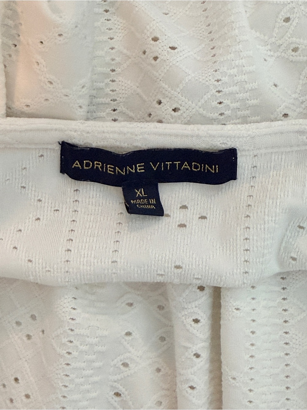 Adrienne Vittadini White Eyelet Ladder-Trim Flutter Top - Picture 6 of 7